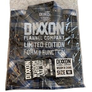 NEW Dixxon Wisdom In Chains Flannel Shirt Size M We Never Sleep Plaid Gray Blue